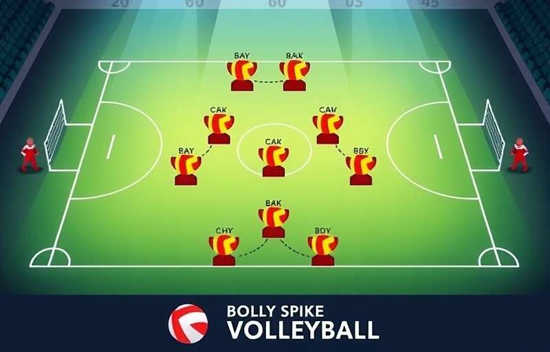 Bolly Spike Volleyball advanced strategy guide showing team formation tactics