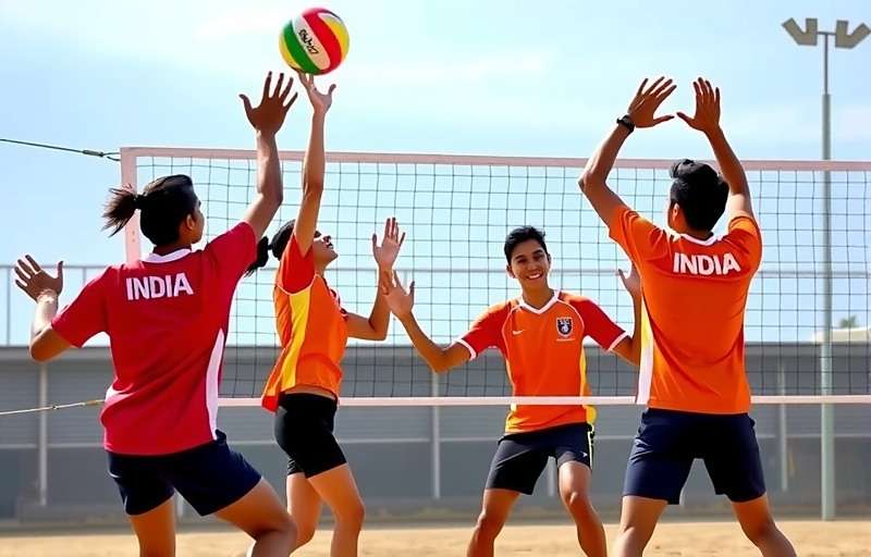 Bolly Spike Volleyball game cover featuring players in colorful Indian jerseys