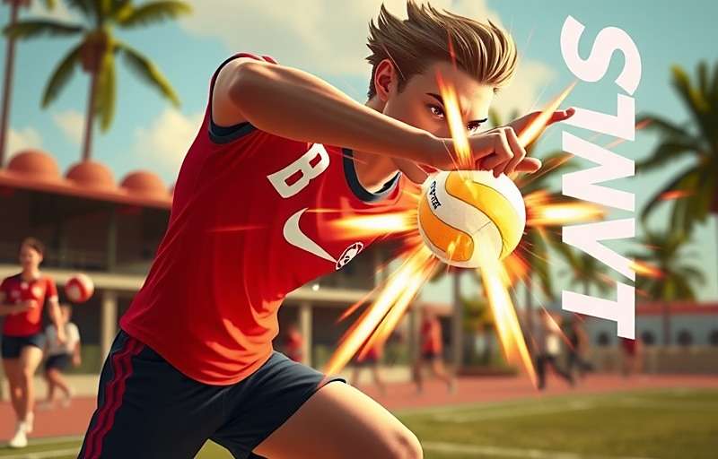 Bolly Spike Volleyball gameplay showing a player executing a Filmy Power move