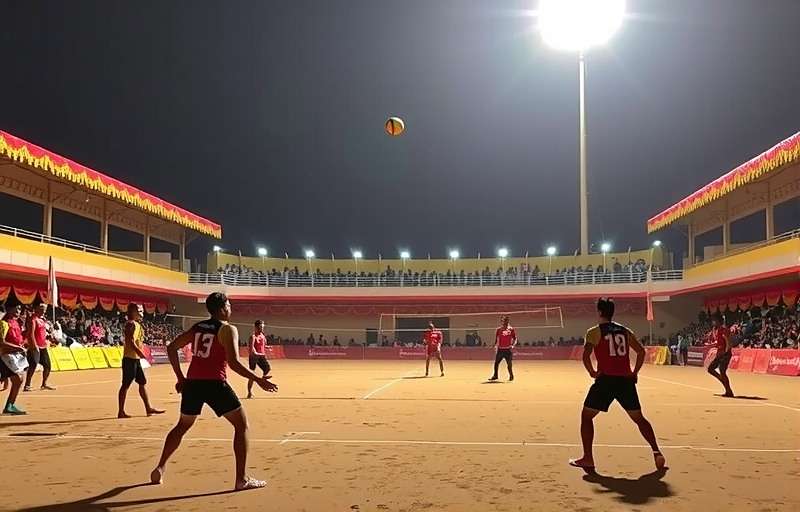 Bolly Spike Volleyball regional versions showing Durga Puja celebrations in West Bengal stadium